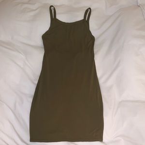 Olive green body con dress